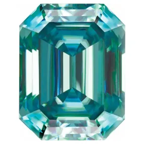 Emerald Step Cut FAB Teal Moissanite Loose Stone