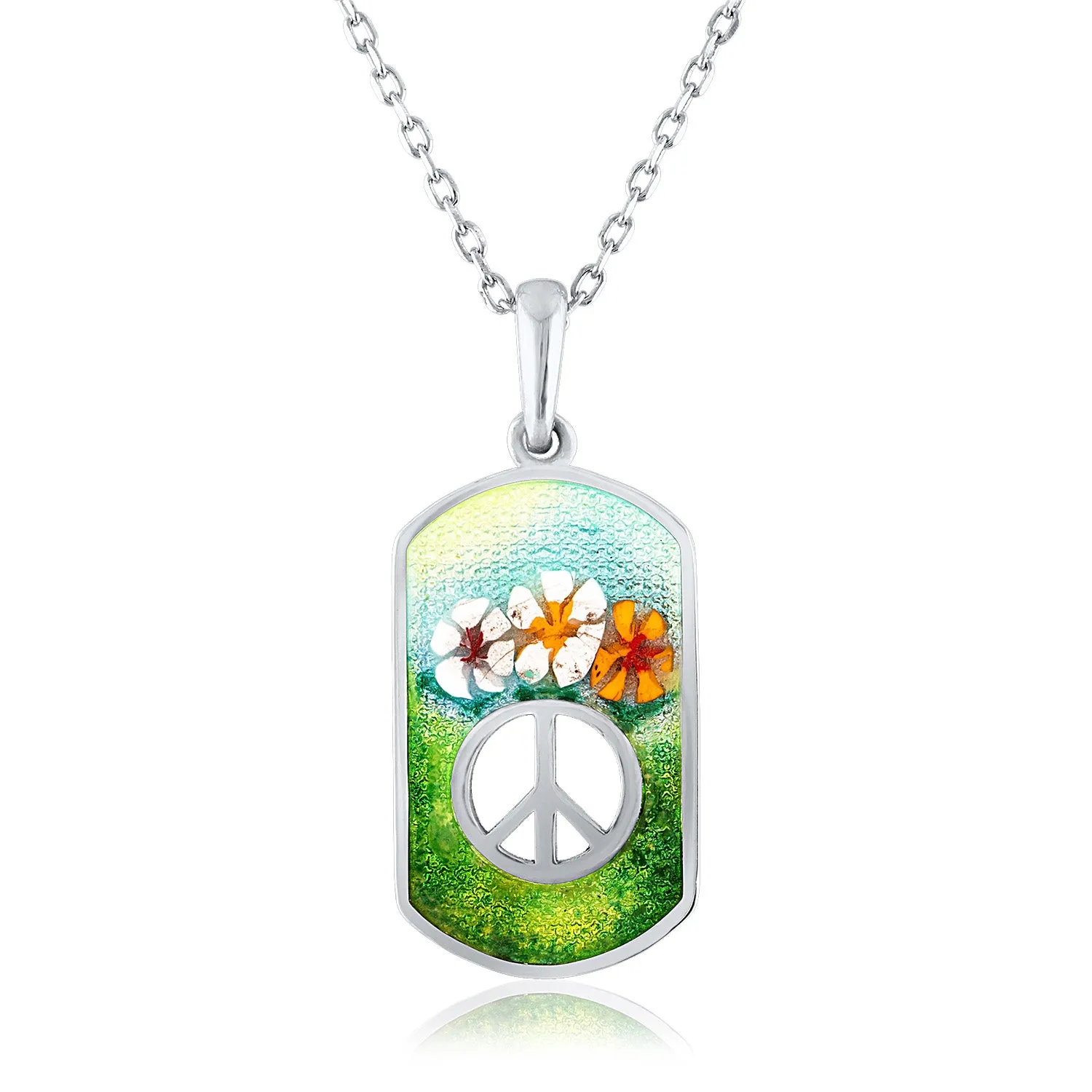 Enamel Dog tag Peace Sign Pendant