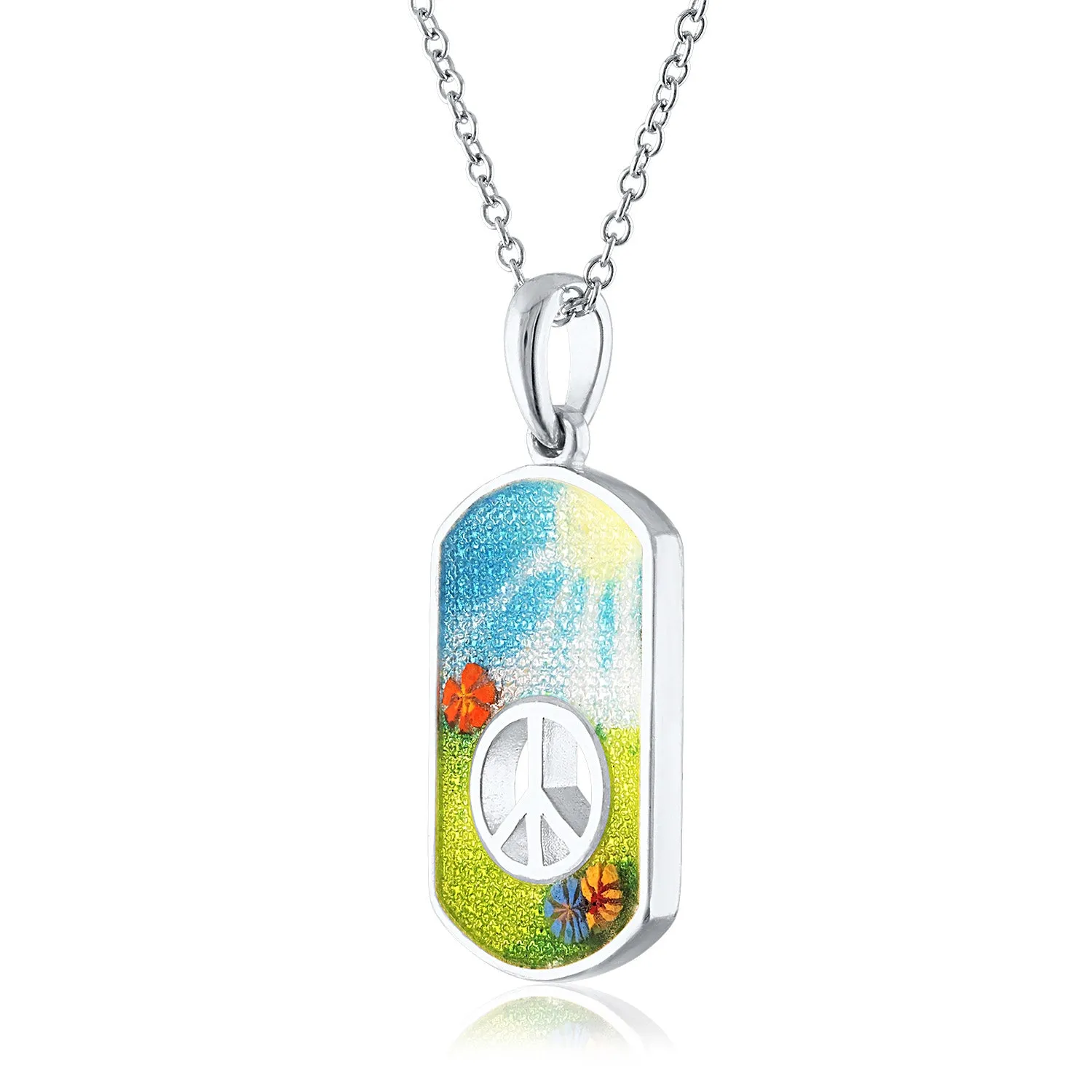 Enamel Dog tag Peace Sign Pendant