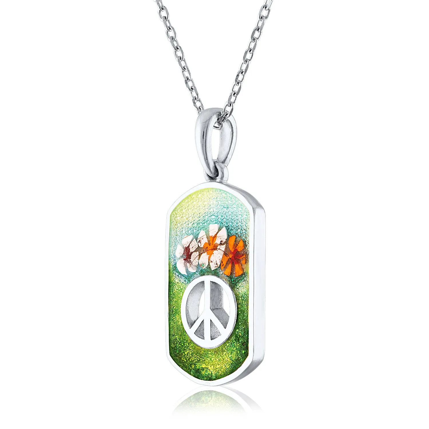 Enamel Dog tag Peace Sign Pendant