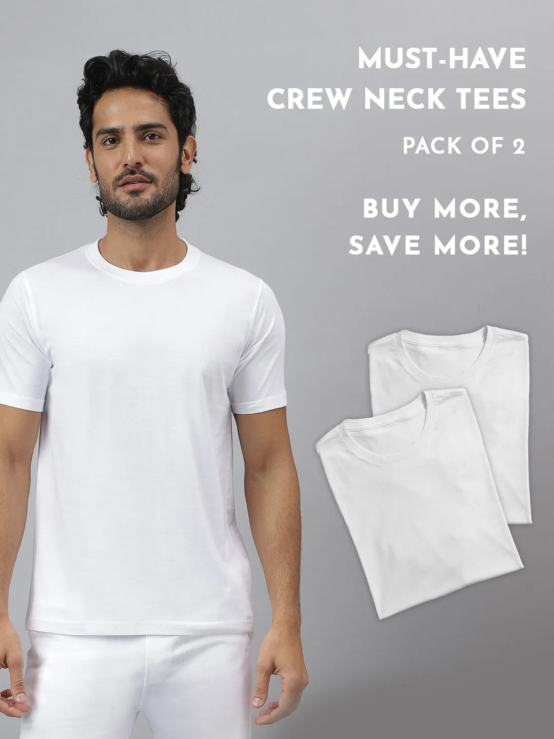 Essential Crew Neck White T-shirt - Daily (Pack of 2)