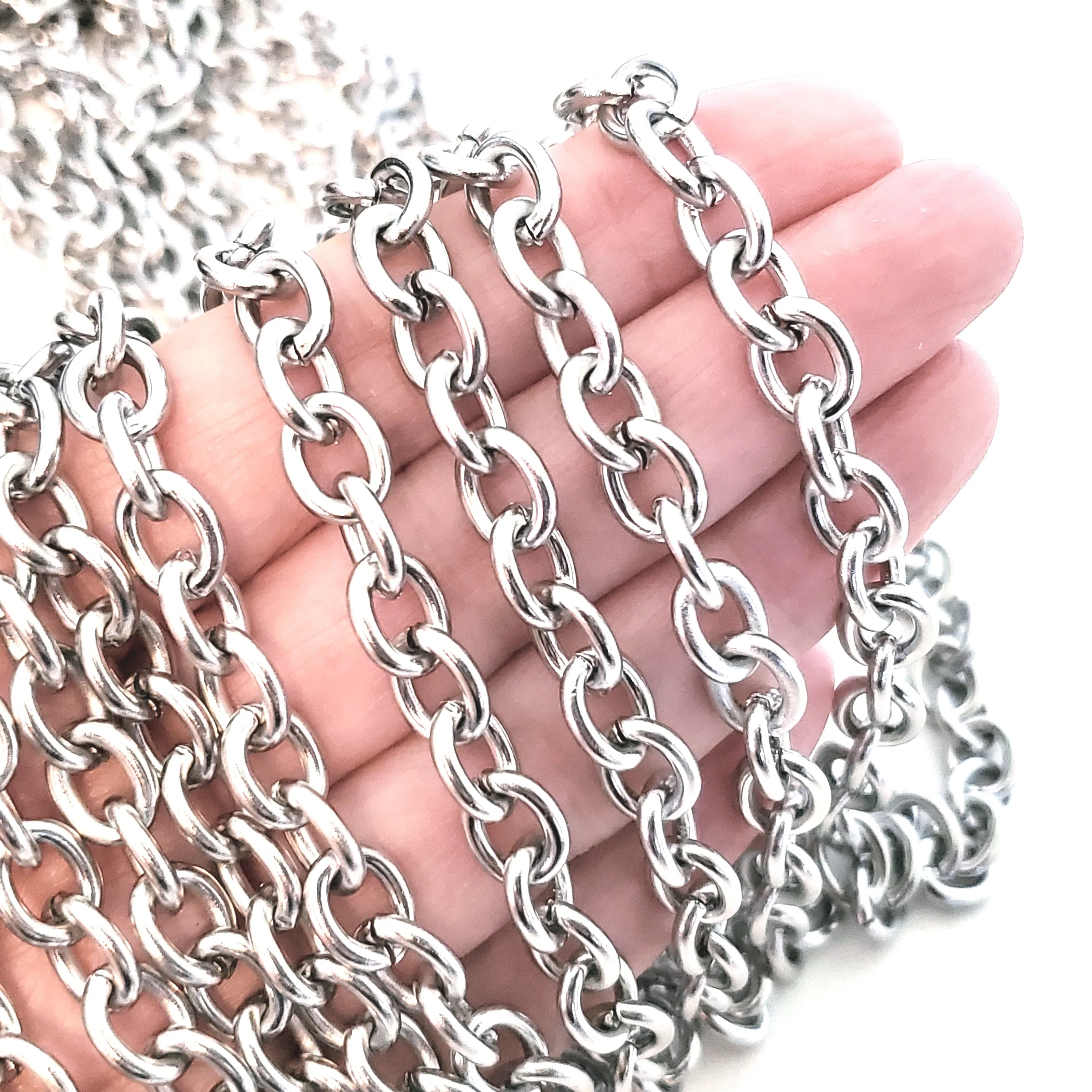 Extra Thick Stainless Steel Jewelry Chain, 15 Feet, Unspooled Open Links, 10x8x2mm, #1968-1