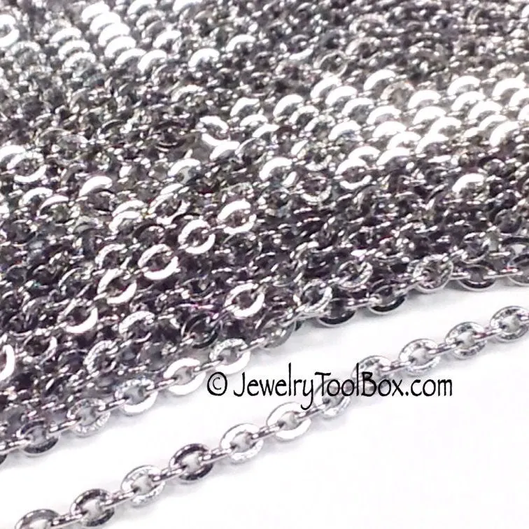 Fine Chain, 3x2.5mm Flattened Oval Links, Bulk 50 Meters on a Spool, #1904