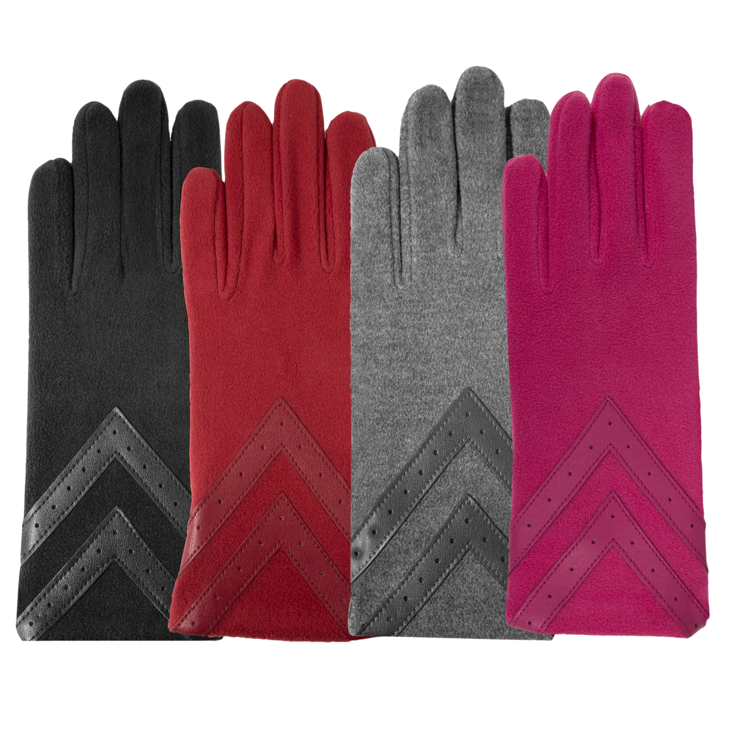 Gants Femme tactiles Polaire Recyclée Rouge