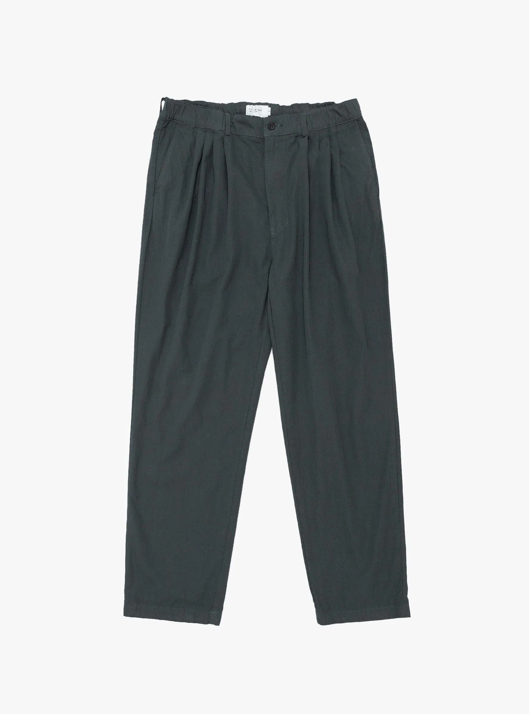 Garment Dye 4 Tuck Pants Blue Grey