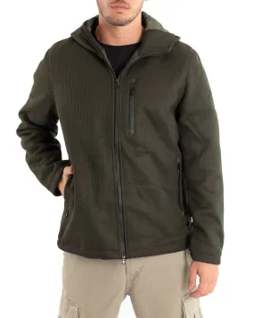 Giubbotto Uomo Bomber Cappuccio Tessuto Tecnico Verde Casual GIOSAL-G2886A