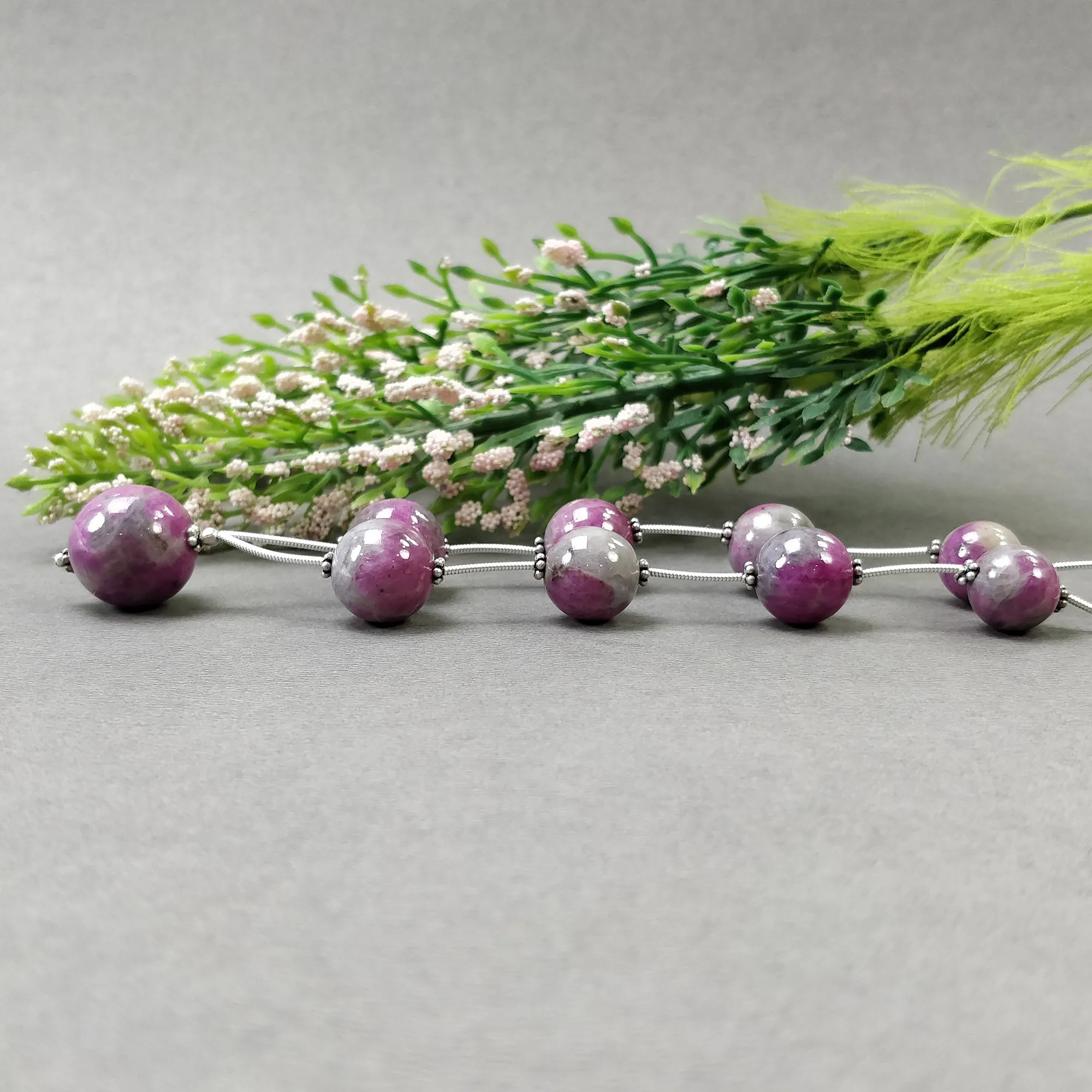 Global RUBY Gemstone Loose Beads : 205.20cts Natural Untreated Unheated Bi-Color Zoisite Ruby Balls 11.5mm - 16.5mm