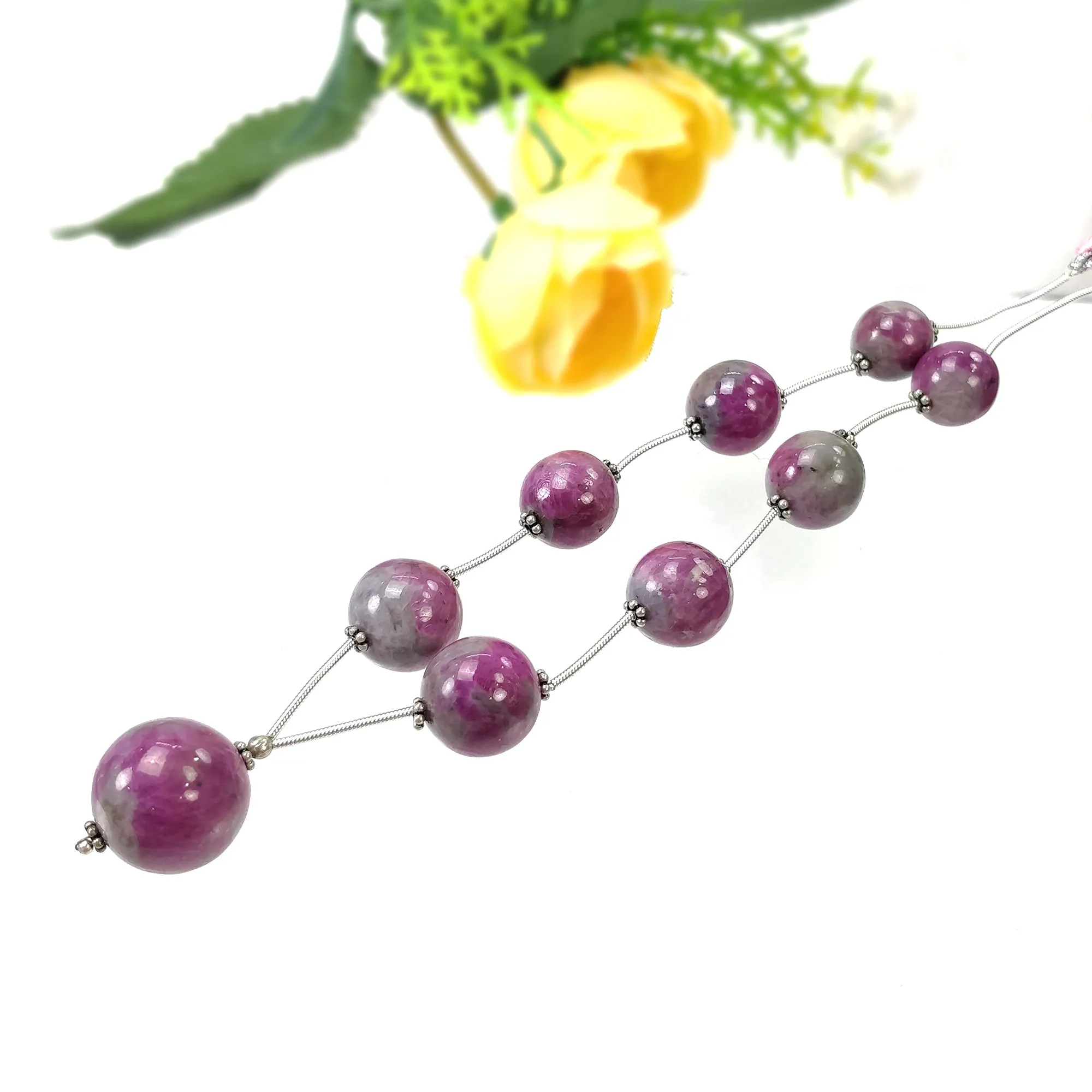 Global RUBY Gemstone Loose Beads : 205.20cts Natural Untreated Unheated Bi-Color Zoisite Ruby Balls 11.5mm - 16.5mm