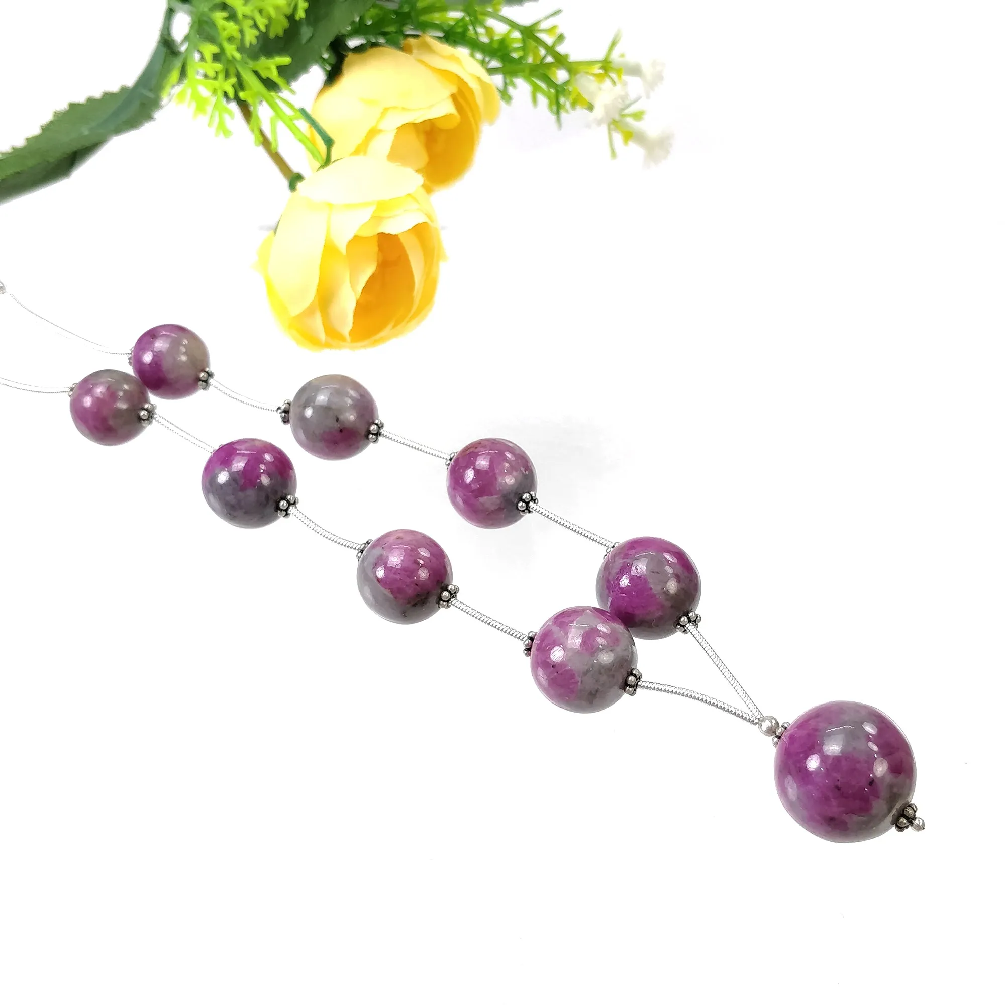 Global RUBY Gemstone Loose Beads : 205.20cts Natural Untreated Unheated Bi-Color Zoisite Ruby Balls 11.5mm - 16.5mm