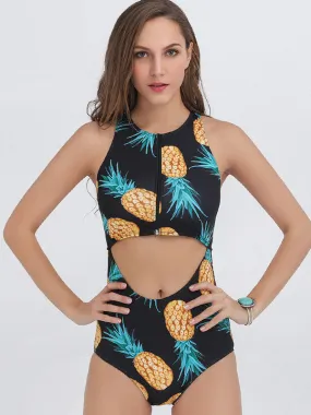 Halter Printed One-piece Swimsuit