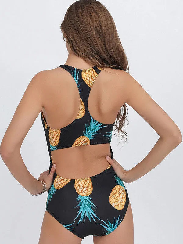 Halter Printed One-piece Swimsuit