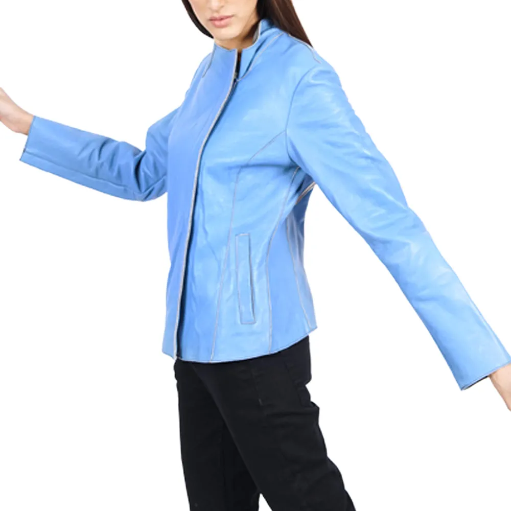 Harmony Suede Light Blue Leather Jacket