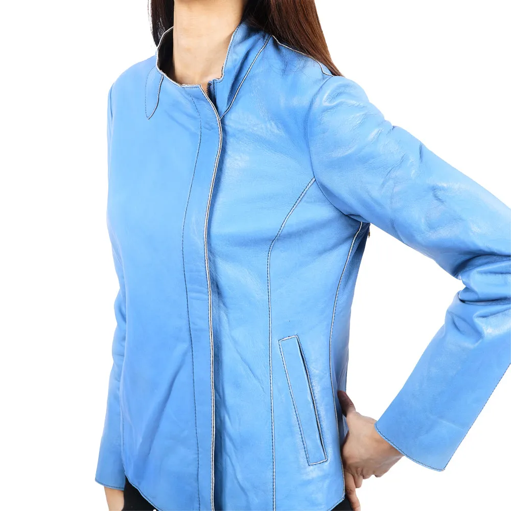 Harmony Suede Light Blue Leather Jacket