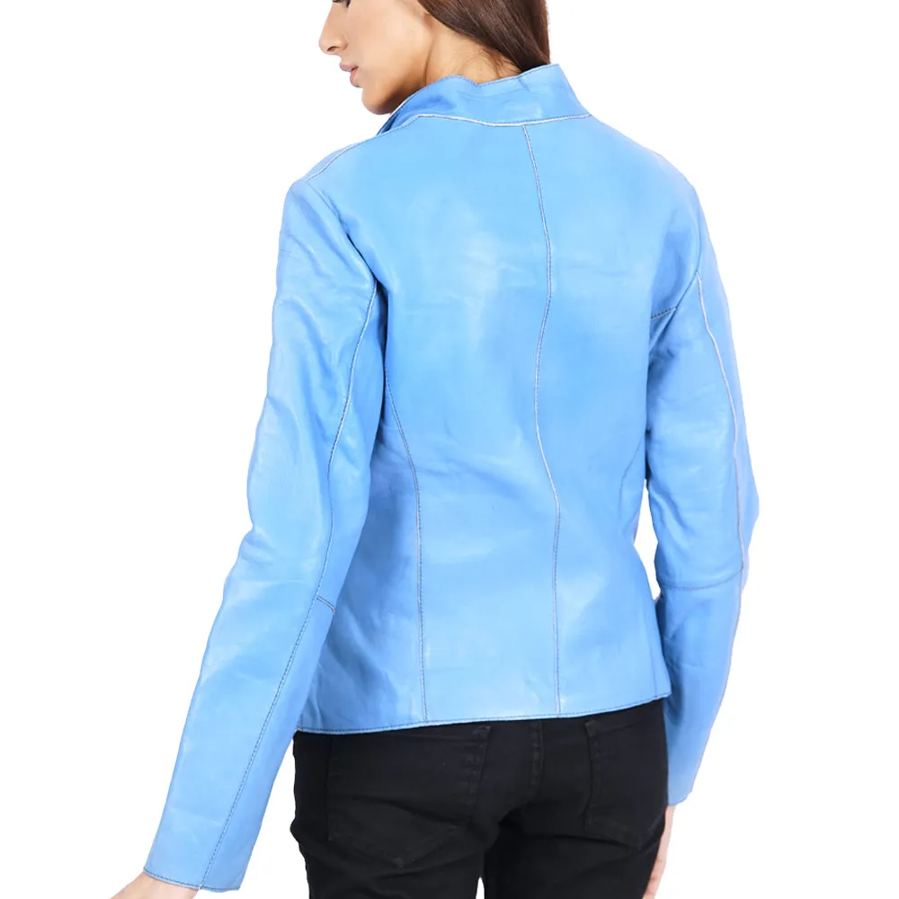 Harmony Suede Light Blue Leather Jacket