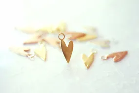 Heart Charm Vermeil Gold or 925 Sterling Silver or Rose Gold Pointy Flat Heart Charm Pedant Love Friendship Wholesale Bulk A112