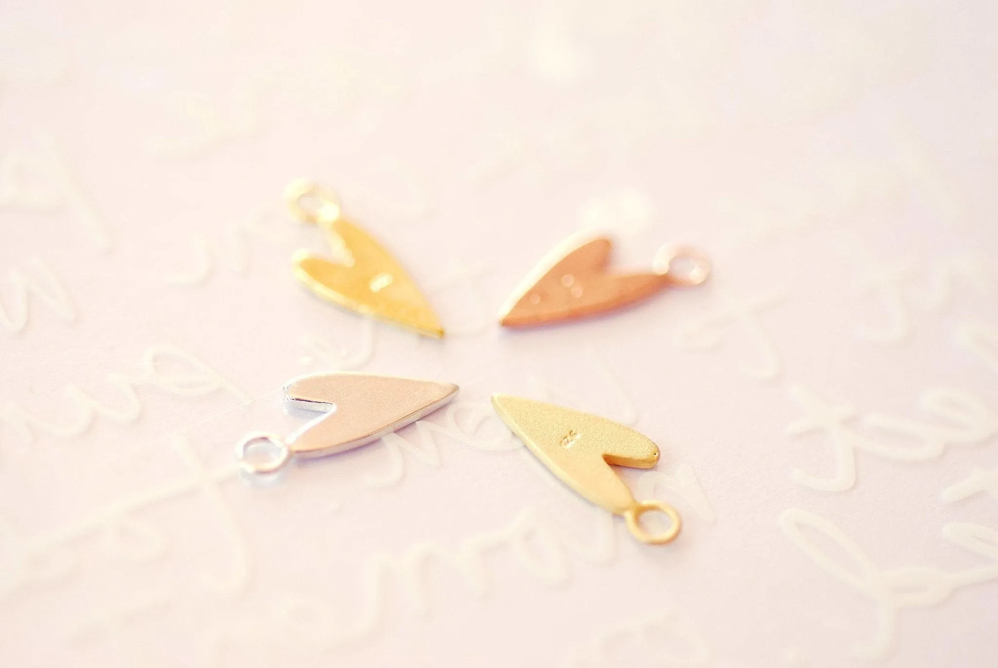 Heart Charm Vermeil Gold or 925 Sterling Silver or Rose Gold Pointy Flat Heart Charm Pedant Love Friendship Wholesale Bulk A112