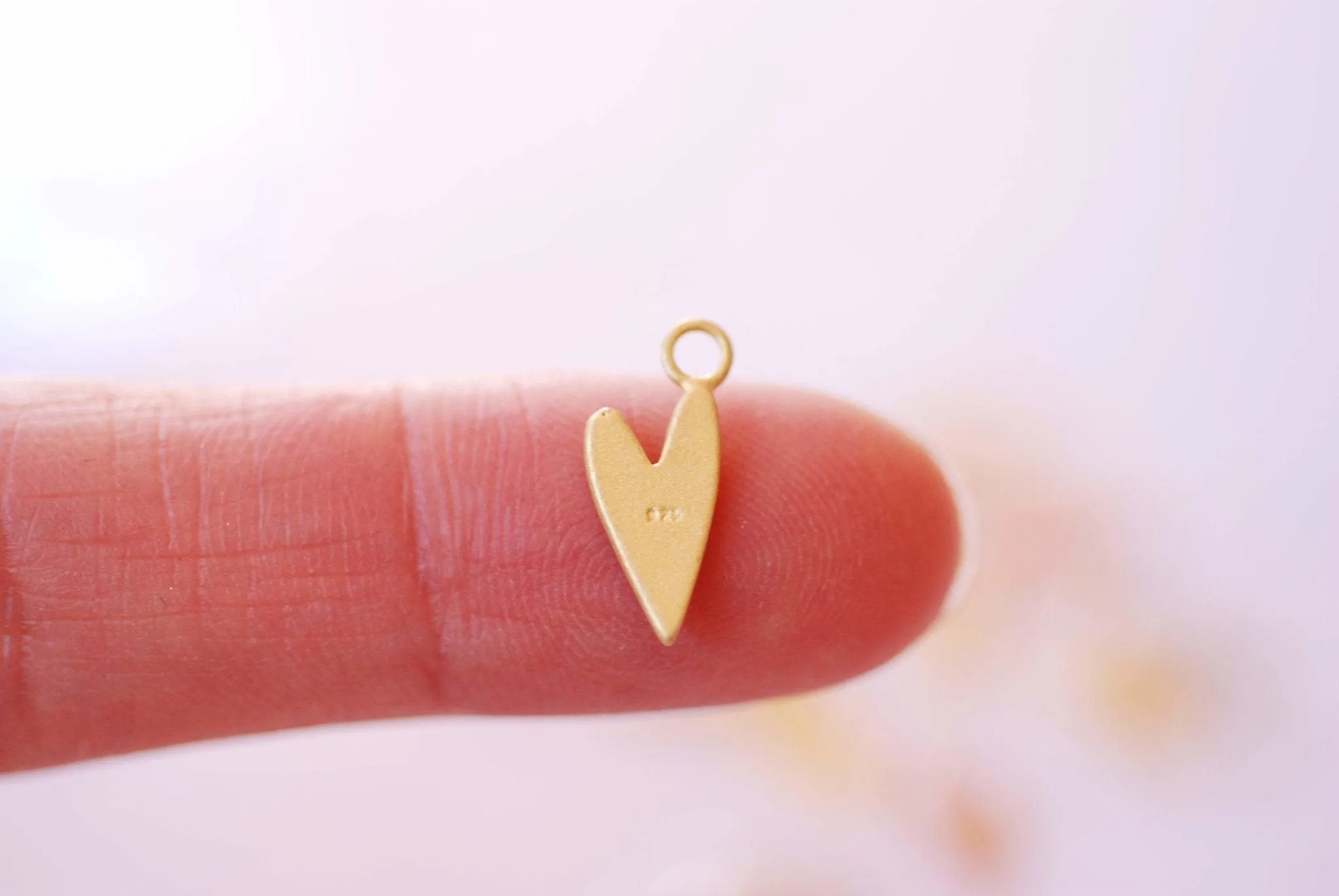 Heart Charm Vermeil Gold or 925 Sterling Silver or Rose Gold Pointy Flat Heart Charm Pedant Love Friendship Wholesale Bulk A112