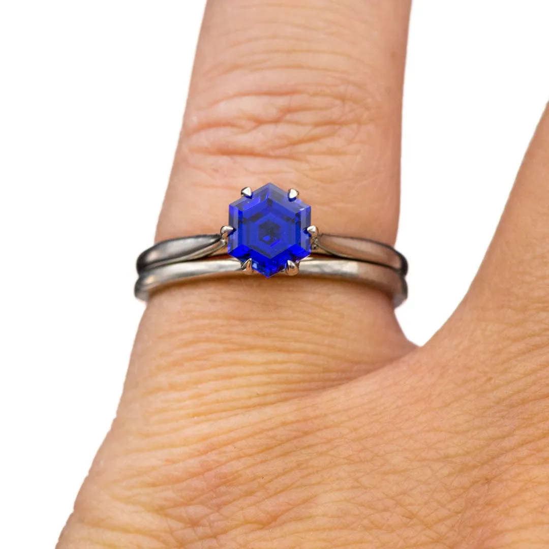 Hexagon Cut Lab Created Blue Sapphire Gemstone