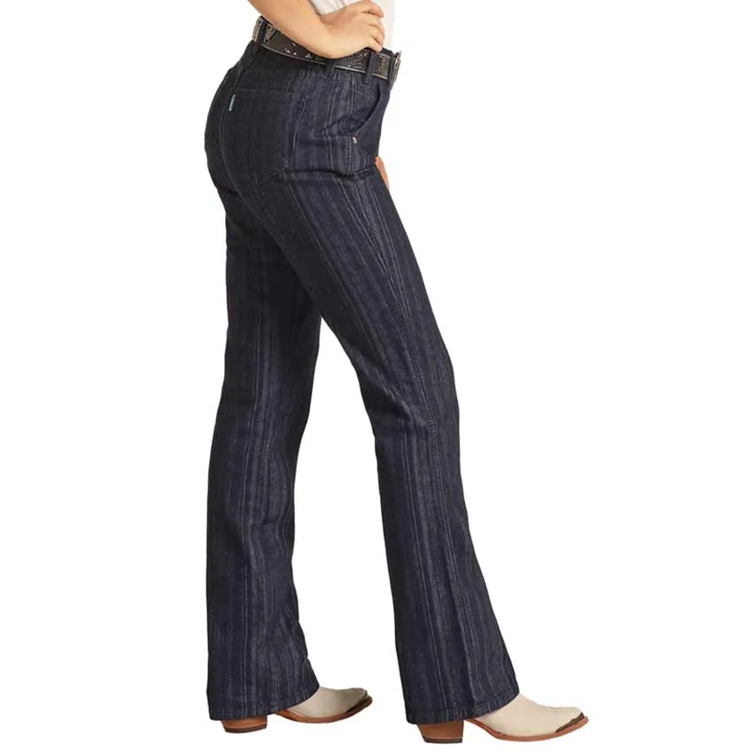 Hooey Women's Jacquard Stripe High Rise Bootcut Jeans