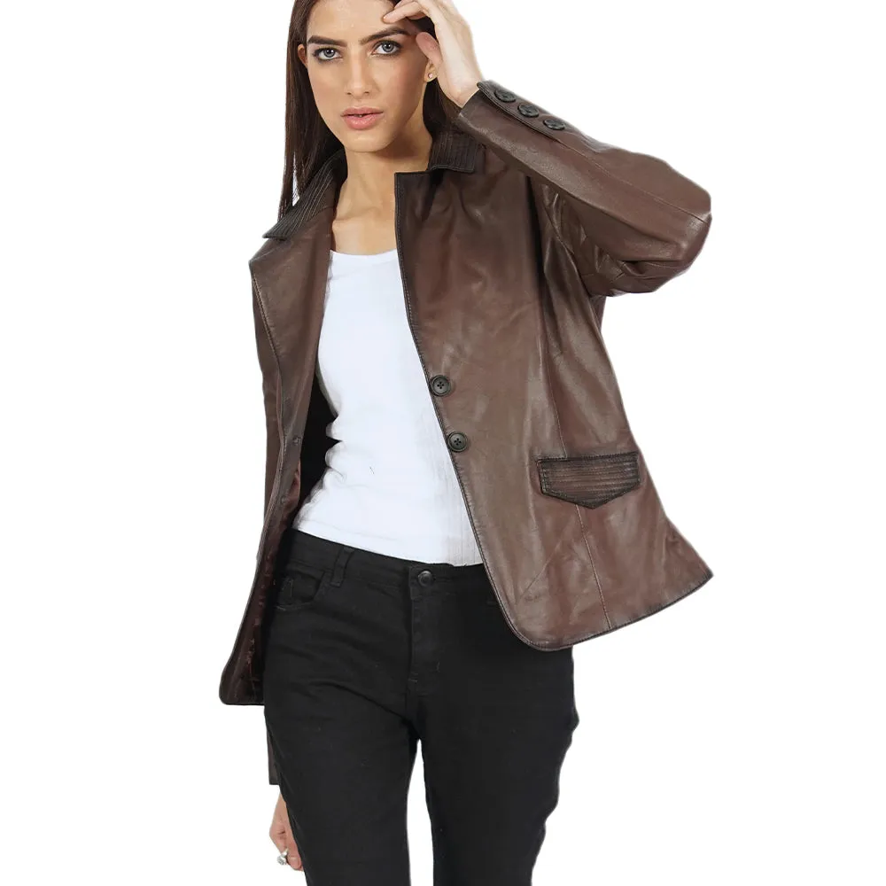 Josie Blazer Brown Leather Jacket