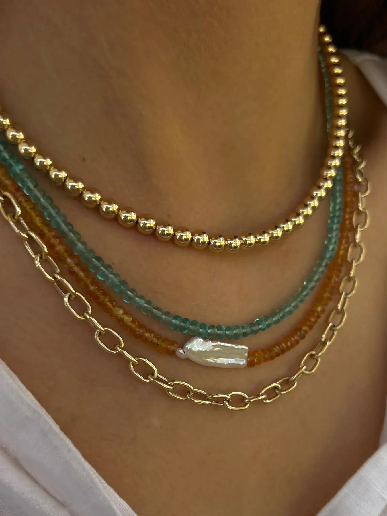 Karen Lazar - 5 mm Yellow Gold Filled Bead Necklace