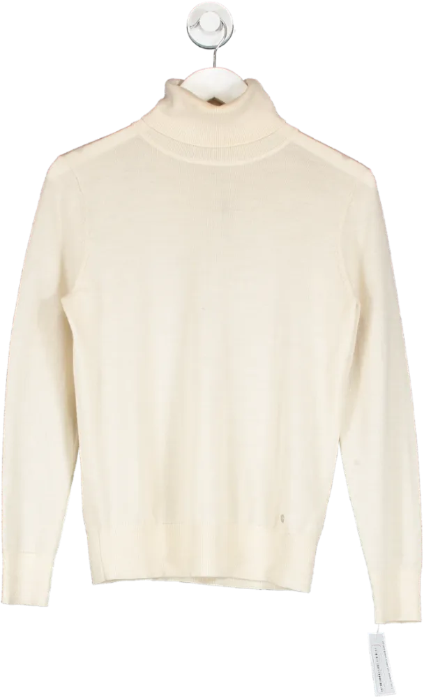 Karen Millen Cream 100% Wool Roll Neck Knit Jumper UK M