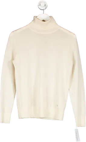 Karen Millen Cream 100% Wool Roll Neck Knit Jumper UK M