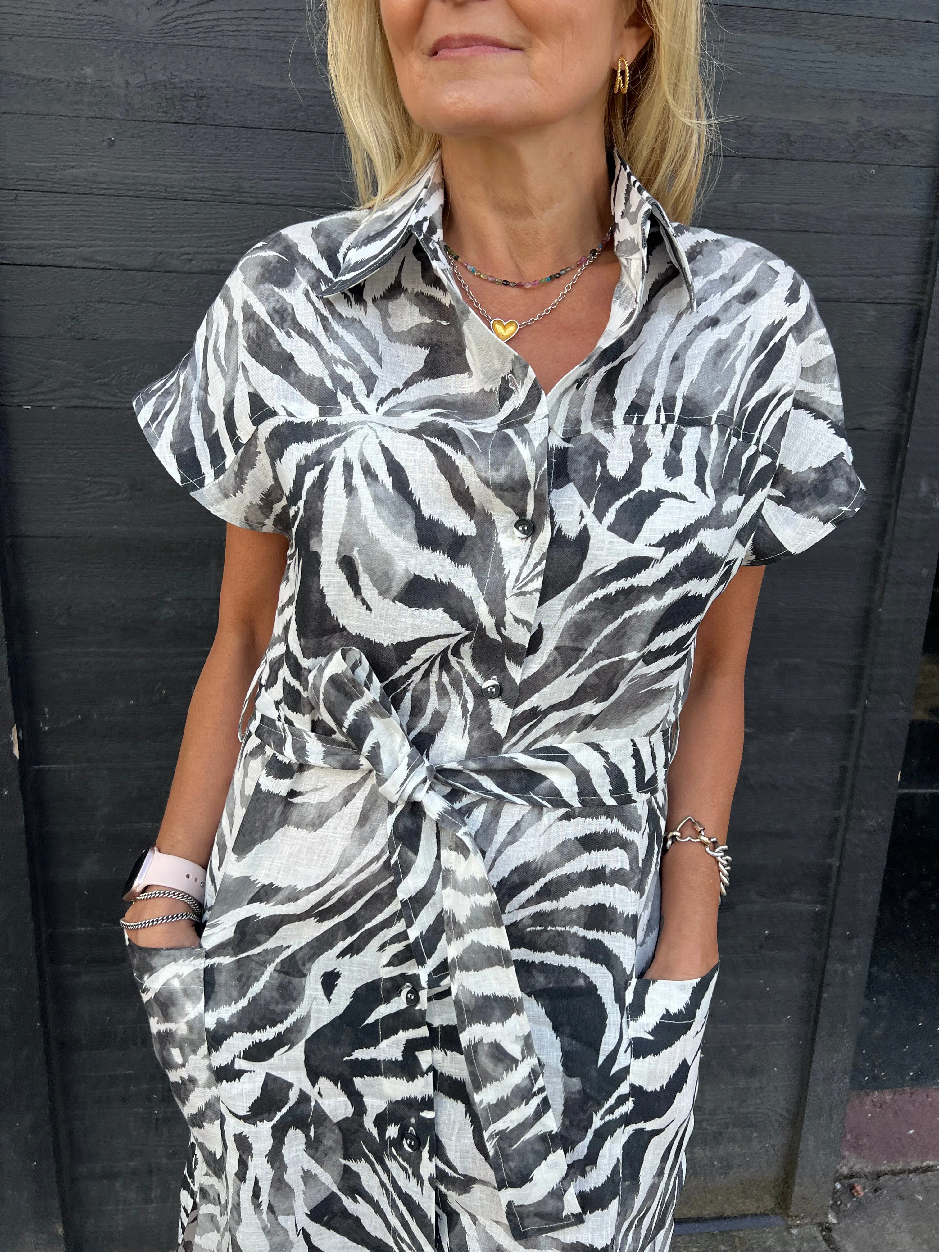 KP5166 Blk/Wht Print Dress