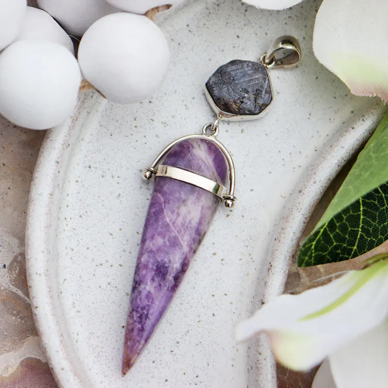 Lepidolite Sapphire Gemstone Pendant