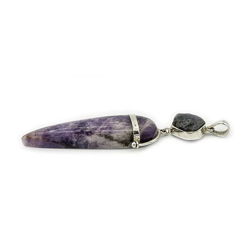 Lepidolite Sapphire Gemstone Pendant