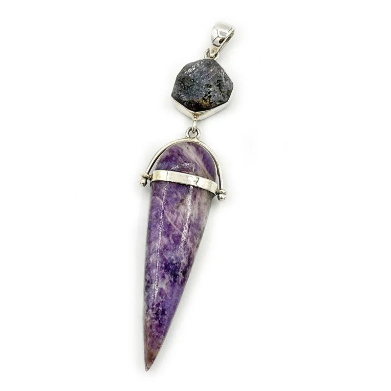 Lepidolite Sapphire Gemstone Pendant