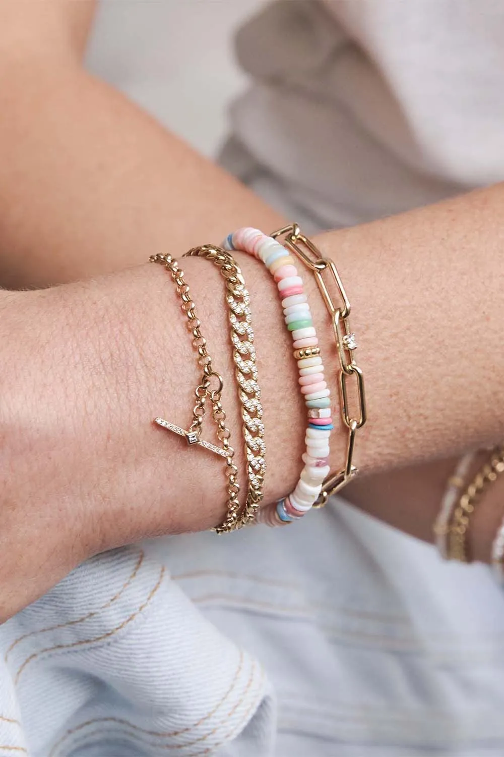 Light Tone Mixed Opal Bead Bracelet