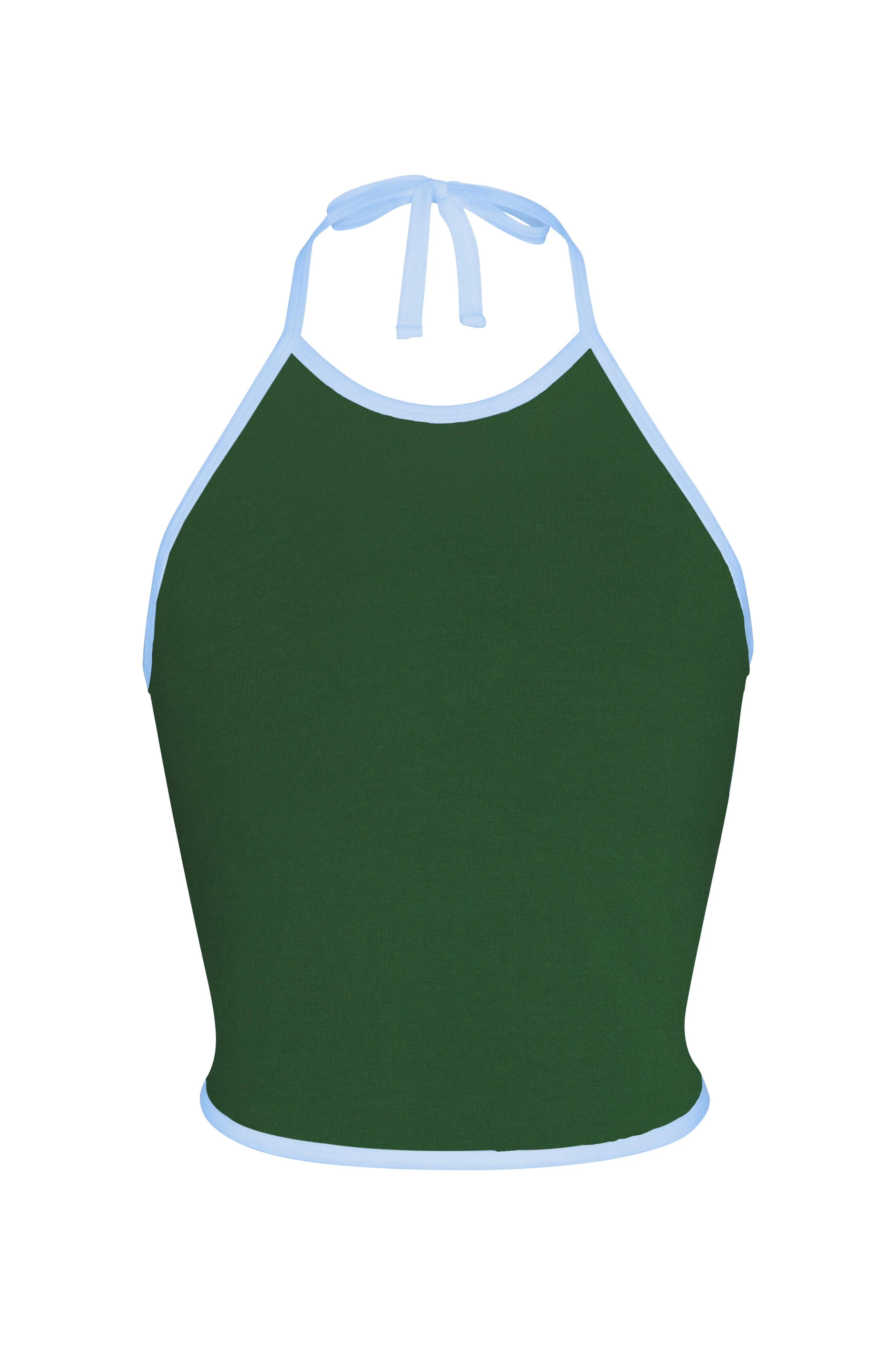 LINED CONTRAST HALTER TOP IN CLOVER