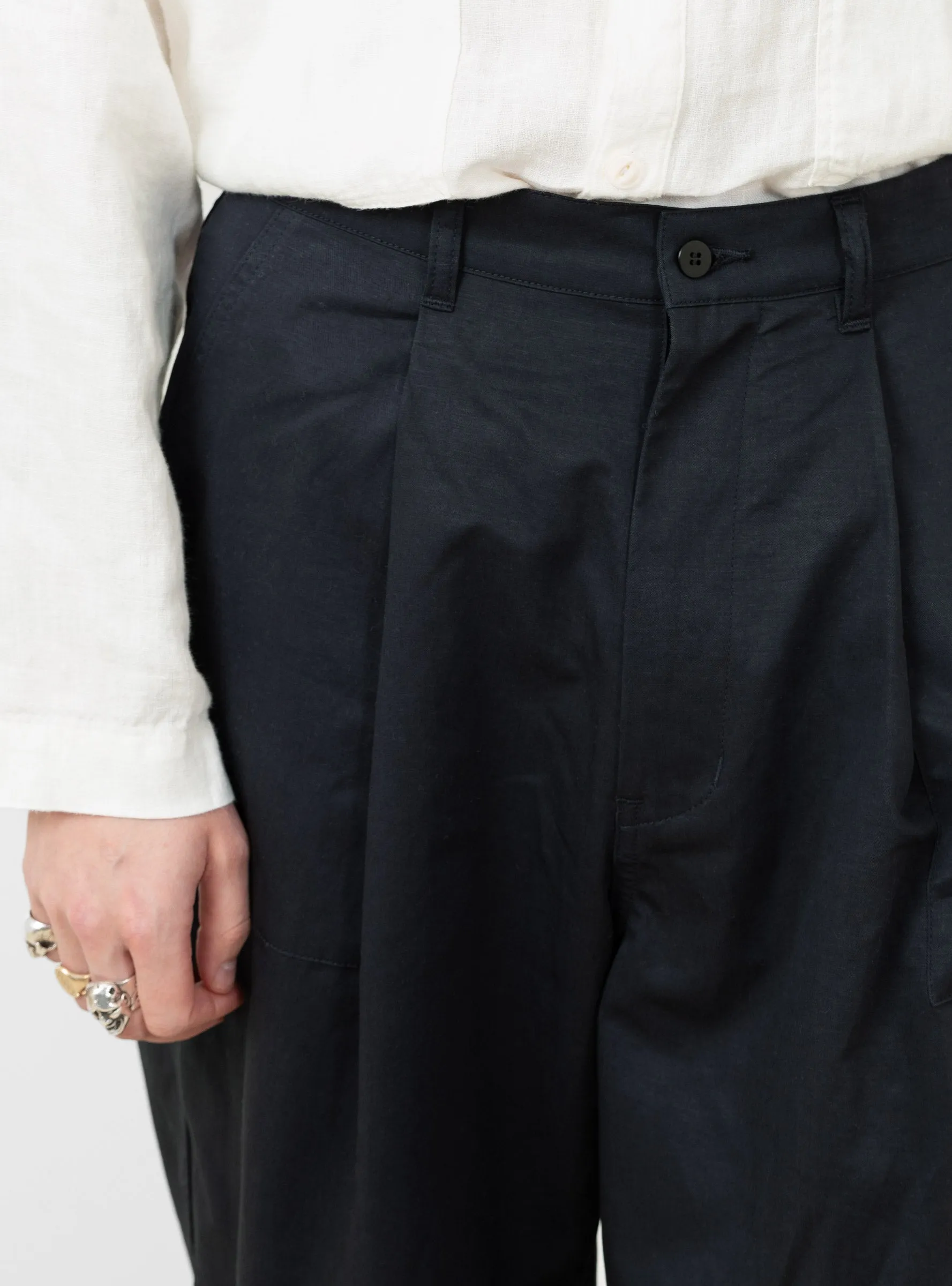 Linen Mixed Baker Pants Navy