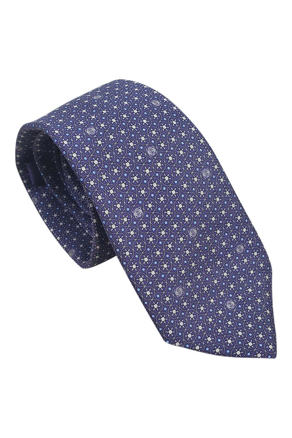 LOEWE 100% Silk Purple Tie Geometric Circle Repeat (60 L | 3.4 W)