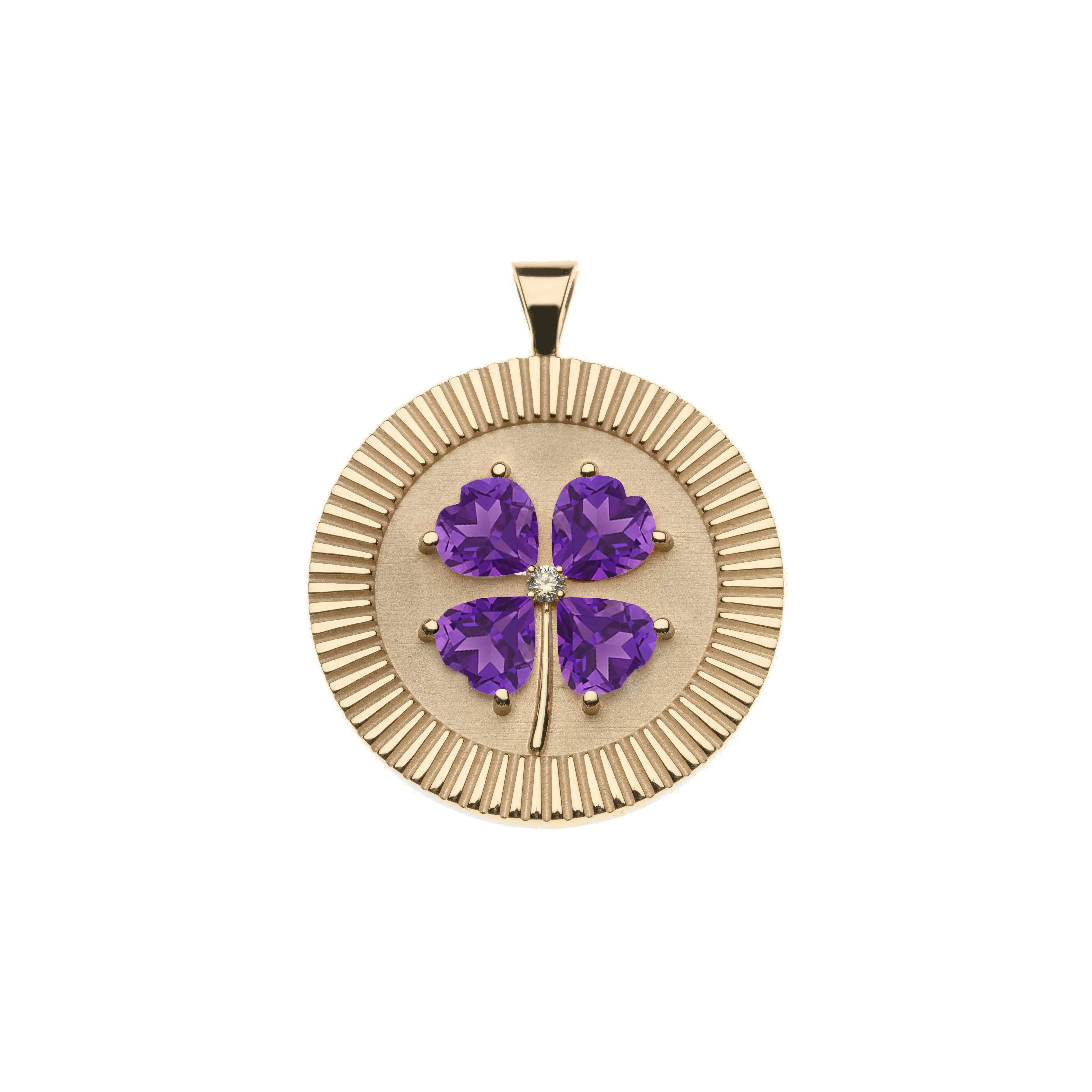 LUCKY 14k Amethyst Coin Pendant