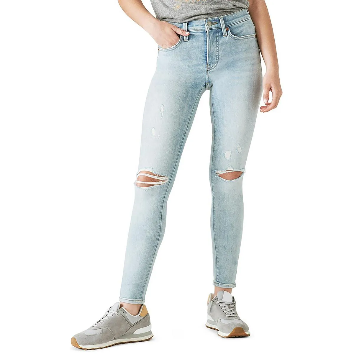 Lucky Brand Womens Destroyed Light Wash Skinny Jeans