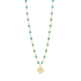 Lucky Clover Classic Gigi Mint diamond Necklace, Yellow Gold, 16.5"