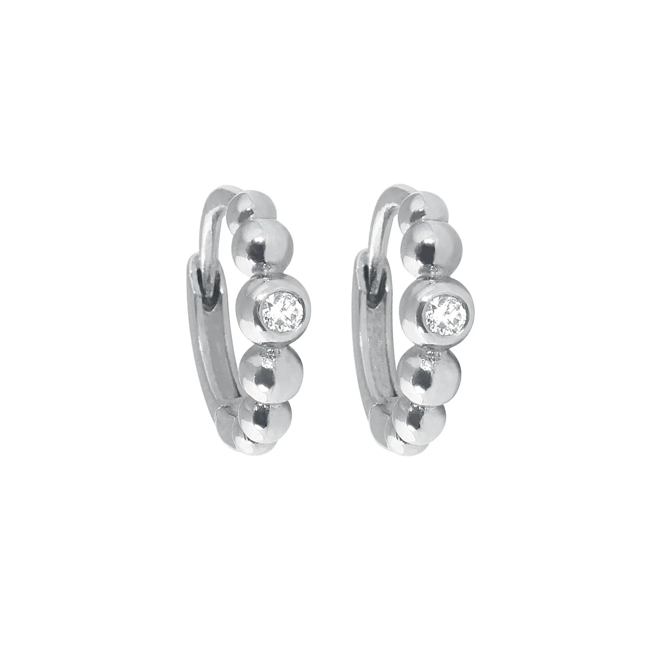 Lucky Diamond Hoops, White Gold