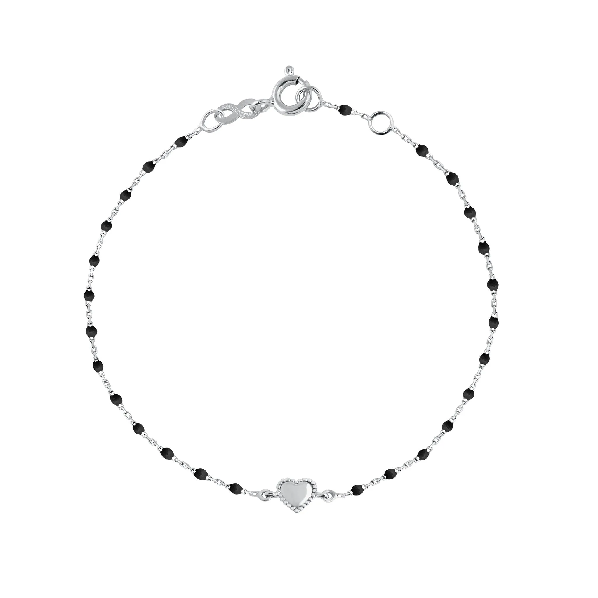 Lucky Heart Mini Gigi Black bracelet, White Gold, 6.7"