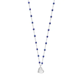 Lucky Heart Mini Gigi Lapis necklace, White Gold, 15.7"