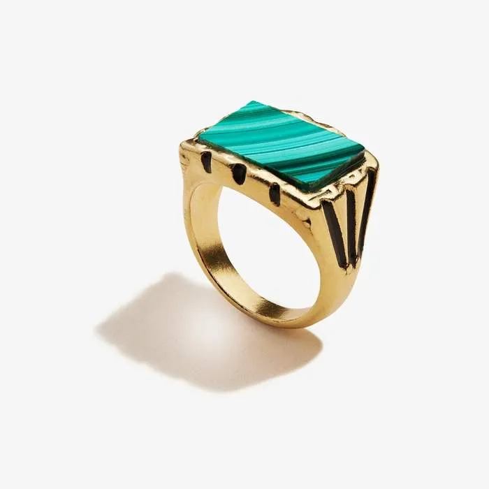 Malachite Gemstone Signet Ring