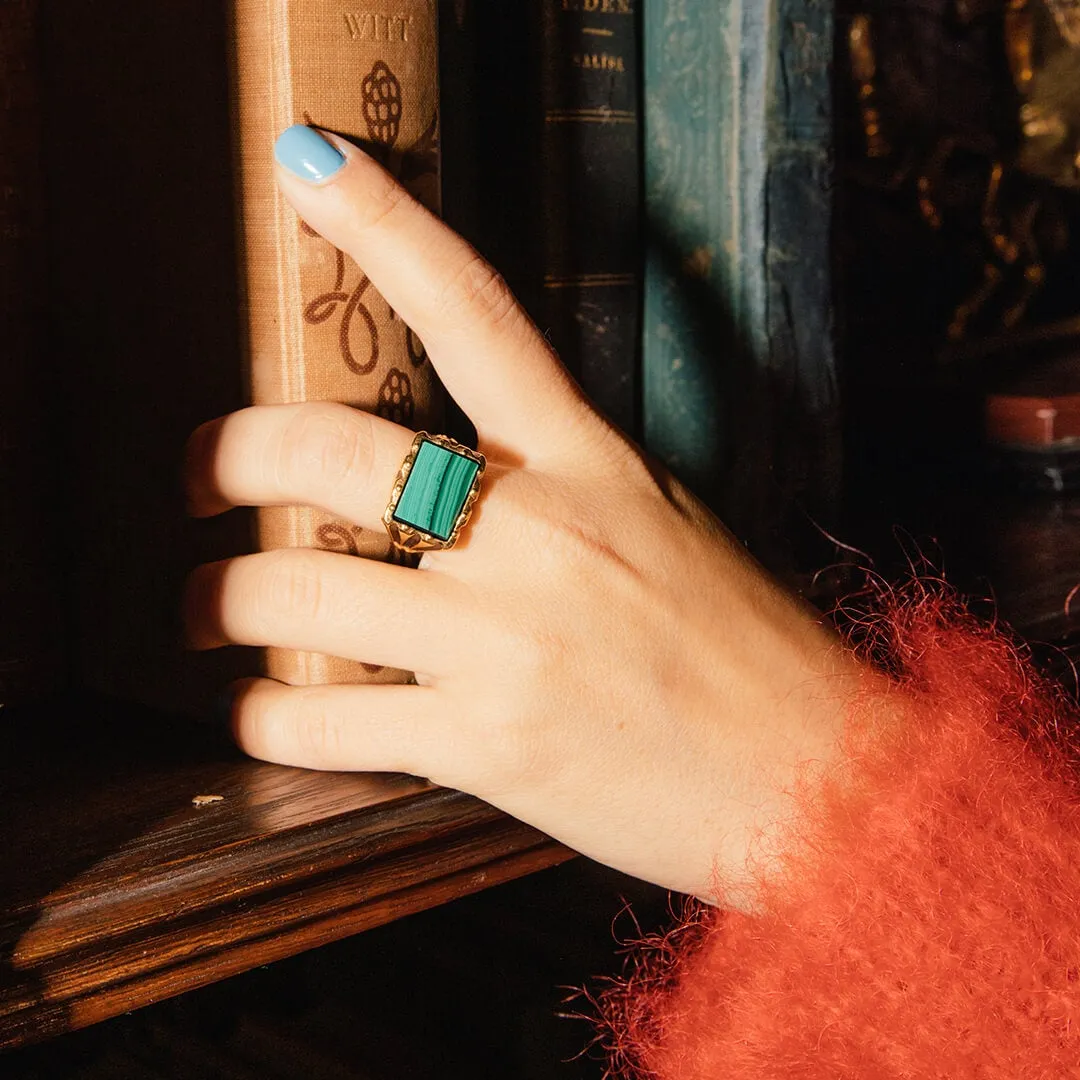 Malachite Gemstone Signet Ring