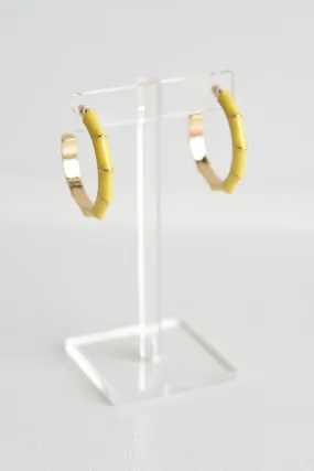 MARBLE BAMBOO HOOP EARRINGS