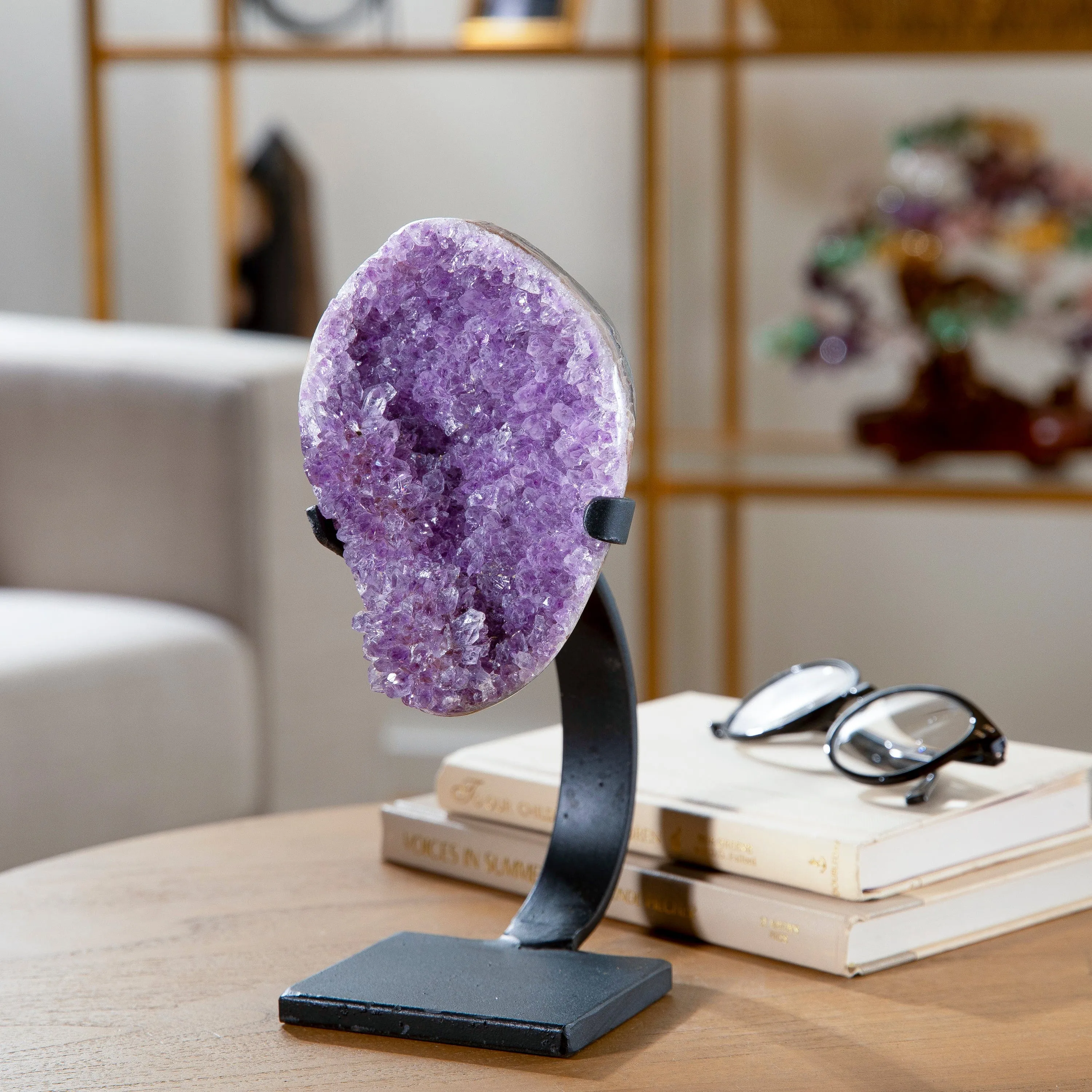 Medium Uruguayan Amethyst Geode on Custom Stand - 9/ 4 lbs - B Grade