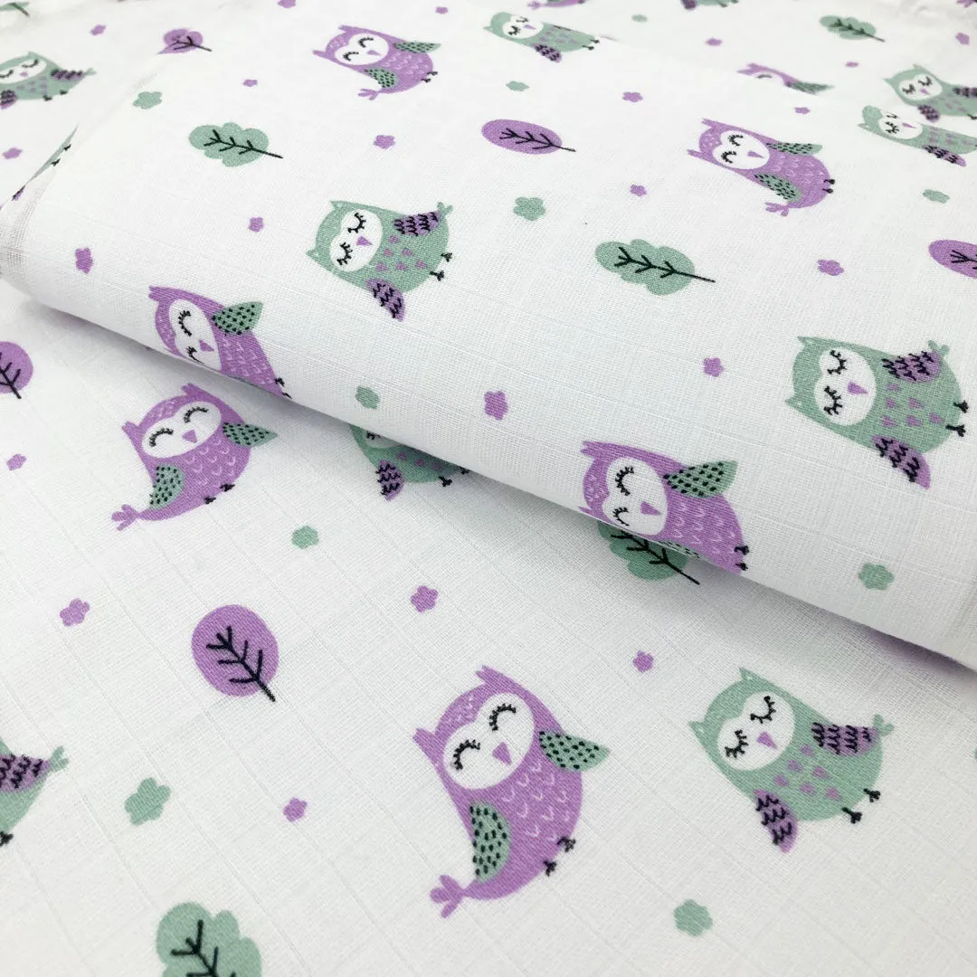 Night Owl -Soft Bamboo Cotton Muslin Swaddle -Towel