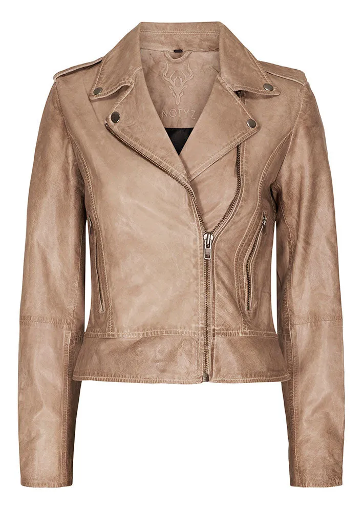 Notyz Biker Jacket 10961 Skindjakke - Pure Beige