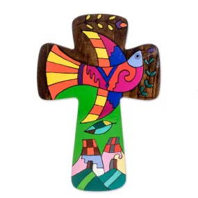 Novica Bird Of Peace Wood Wall Cross