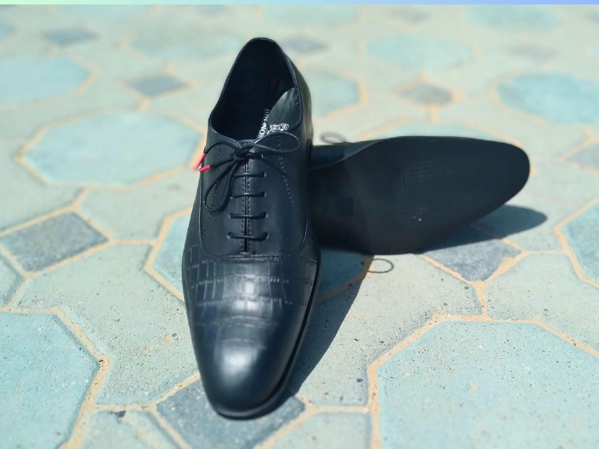 Oxford Shoes Genuine Leather Plain toe Black