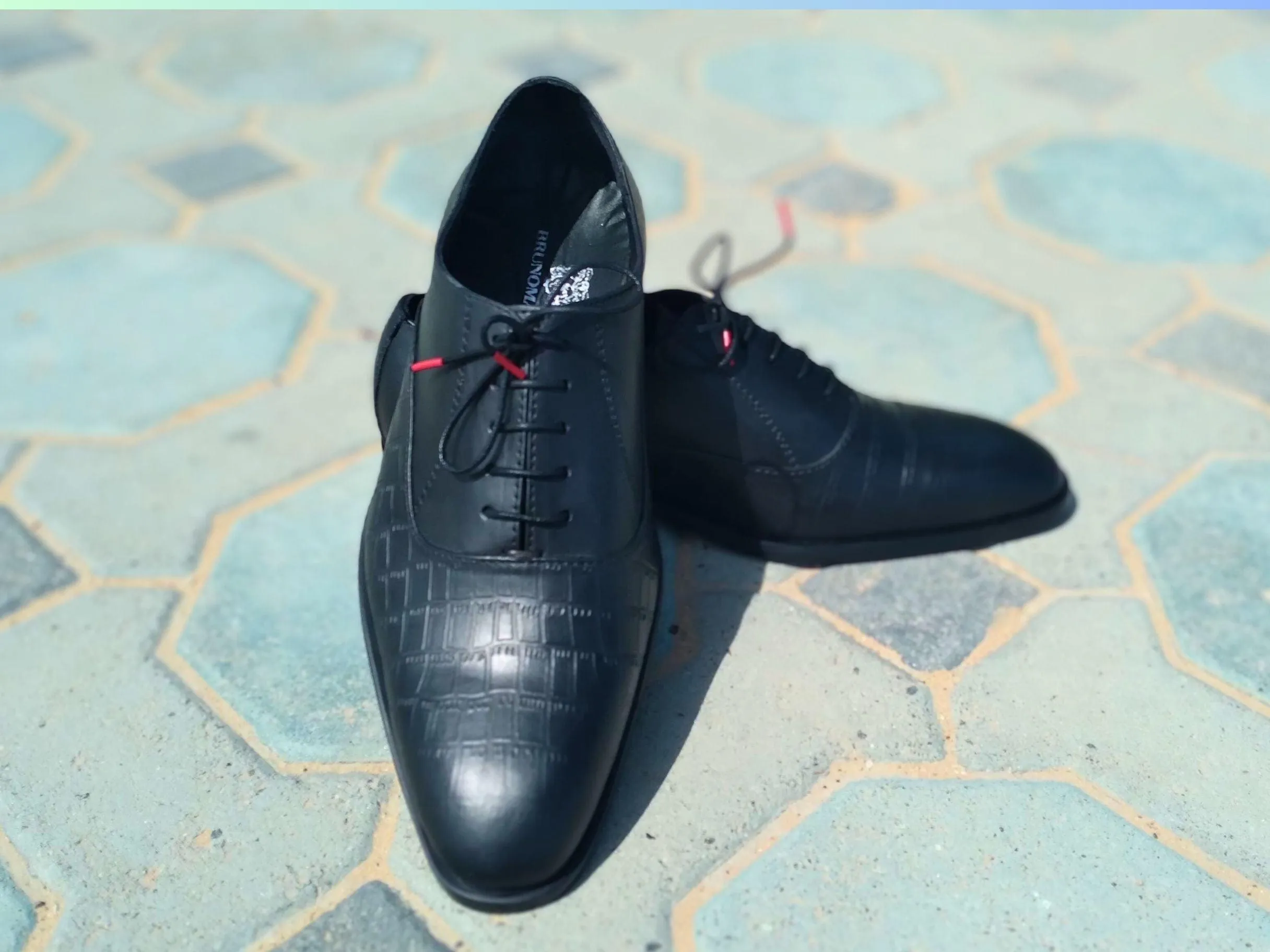 Oxford Shoes Genuine Leather Plain toe Black